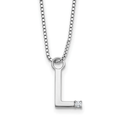 White Ice Sterling Silver Rhodium-plated Diamond Letter L Initial Necklace plus Extender