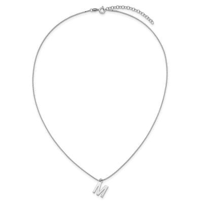 White Ice Sterling Silver Rhodium-plated Diamond Letter M Initial Necklace plus Extender