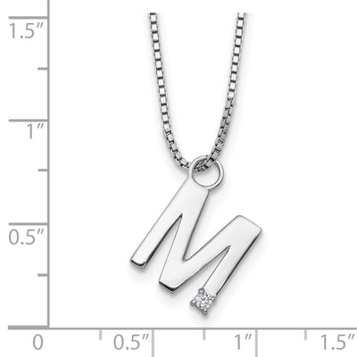White Ice Sterling Silver Rhodium-plated Diamond Letter M Initial Necklace plus Extender
