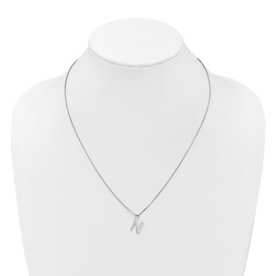 White Ice Sterling Silver Rhodium-plated Diamond Letter N Initial Necklace plus Extender