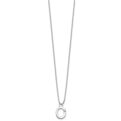 White Ice Sterling Silver Rhodium-plated Diamond Letter O Initial Necklace plus Extender