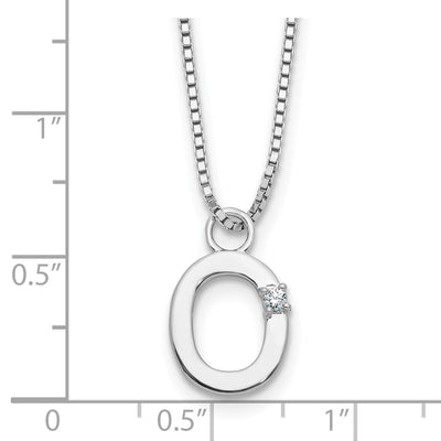 White Ice Sterling Silver Rhodium-plated Diamond Letter O Initial Necklace plus Extender