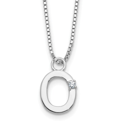 White Ice Sterling Silver Rhodium-plated Diamond Letter O Initial Necklace plus Extender
