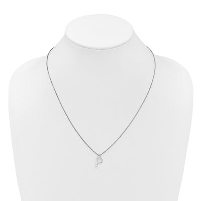 White Ice Sterling Silver Rhodium-plated Diamond Letter P Initial Necklace plus Extender