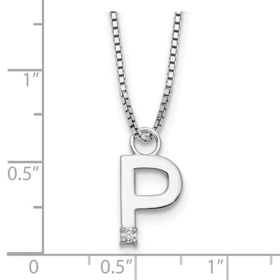 White Ice Sterling Silver Rhodium-plated Diamond Letter P Initial Necklace plus Extender