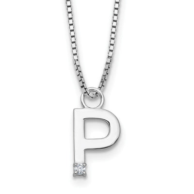 White Ice Sterling Silver Rhodium-plated Diamond Letter P Initial Necklace plus Extender