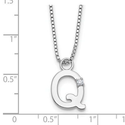 White Ice Sterling Silver Rhodium-plated Diamond Letter Q Initial Necklace plus Extender
