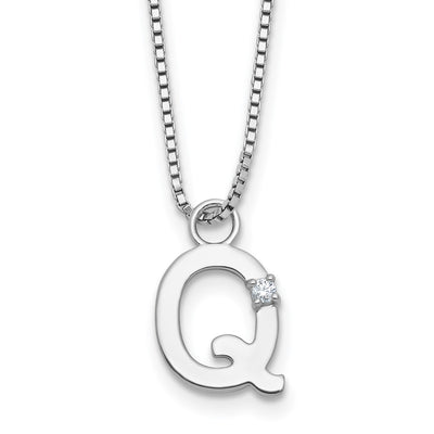 White Ice Sterling Silver Rhodium-plated Diamond Letter Q Initial Necklace plus Extender