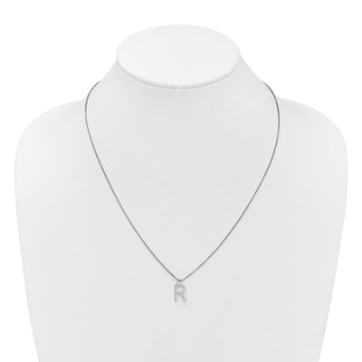 White Ice Sterling Silver Rhodium-plated Diamond Letter R Initial Necklace plus Extender