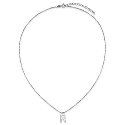 White Ice Sterling Silver Rhodium-plated Diamond Letter R Initial Necklace plus Extender