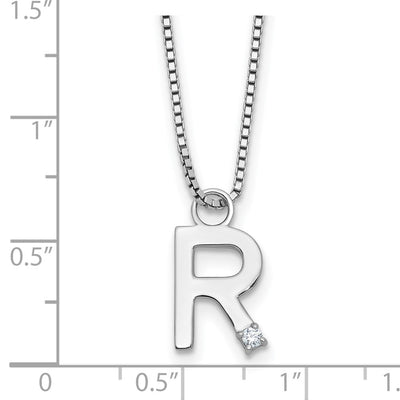 White Ice Sterling Silver Rhodium-plated Diamond Letter R Initial Necklace plus Extender