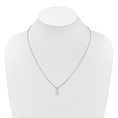 White Ice Sterling Silver Rhodium-plated Diamond Letter S Initial Necklace plus Extender