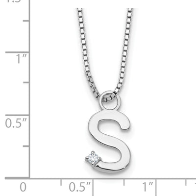 White Ice Sterling Silver Rhodium-plated Diamond Letter S Initial Necklace plus Extender