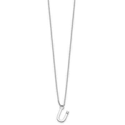 White Ice Sterling Silver Rhodium-plated Diamond Letter U Initial Necklace plus Extender