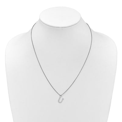 White Ice Sterling Silver Rhodium-plated Diamond Letter U Initial Necklace plus Extender