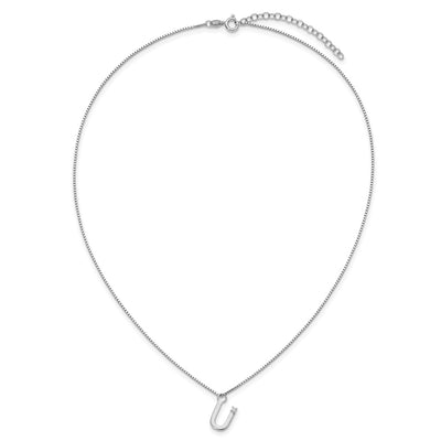 White Ice Sterling Silver Rhodium-plated Diamond Letter U Initial Necklace plus Extender