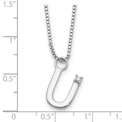 White Ice Sterling Silver Rhodium-plated Diamond Letter U Initial Necklace plus Extender