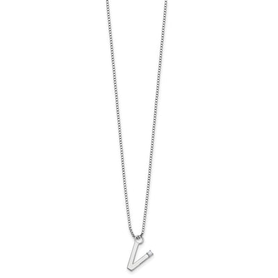 White Ice Sterling Silver Rhodium-plated Diamond Letter V Initial Necklace plus Extender