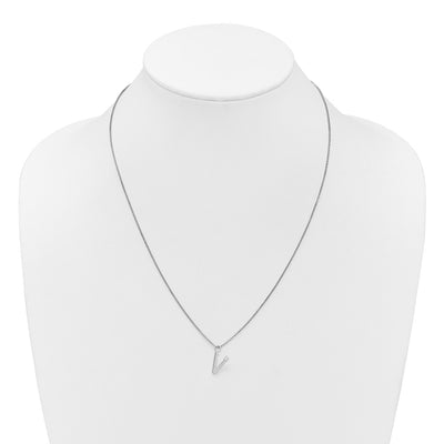 White Ice Sterling Silver Rhodium-plated Diamond Letter V Initial Necklace plus Extender