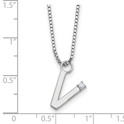 White Ice Sterling Silver Rhodium-plated Diamond Letter V Initial Necklace plus Extender