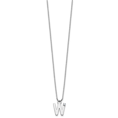 White Ice Sterling Silver Rhodium-plated Diamond Letter W Initial Necklace plus Extender