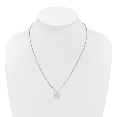 White Ice Sterling Silver Rhodium-plated Diamond Letter W Initial Necklace plus Extender