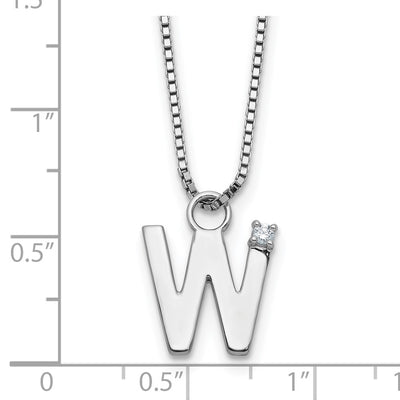 White Ice Sterling Silver Rhodium-plated Diamond Letter W Initial Necklace plus Extender