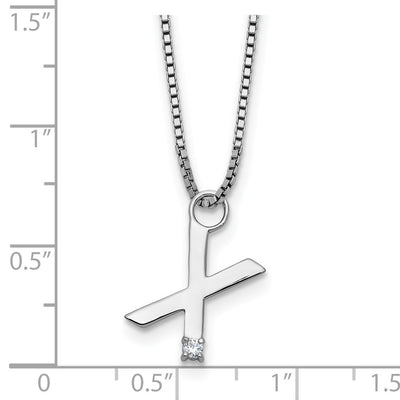 White Ice Sterling Silver Rhodium-plated Diamond Letter X Initial Necklace plus Extender