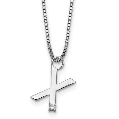 White Ice Sterling Silver Rhodium-plated Diamond Letter X Initial Necklace plus Extender
