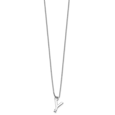 White Ice Sterling Silver Rhodium-plated Diamond Letter Y Initial Necklace plus Extender