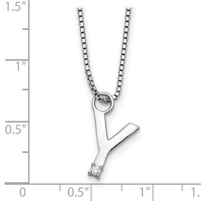 White Ice Sterling Silver Rhodium-plated Diamond Letter Y Initial Necklace plus Extender