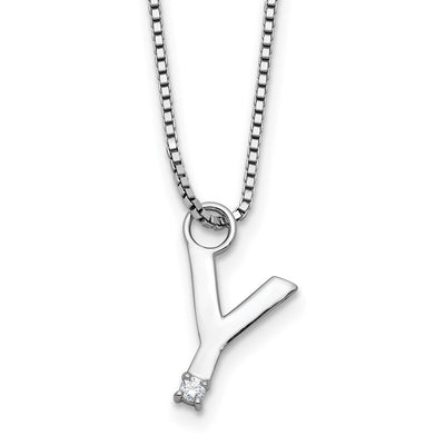 White Ice Sterling Silver Rhodium-plated Diamond Letter Y Initial Necklace plus Extender