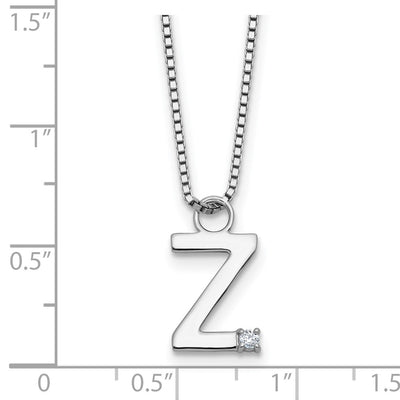 White Ice Sterling Silver Rhodium-plated Diamond Letter Z Initial Necklace plus Extender