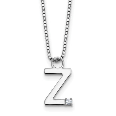 White Ice Sterling Silver Rhodium-plated Diamond Letter Z Initial Necklace plus Extender