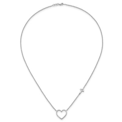 White Ice Sterling Silver Rhodium-plated Diamond Heart and Cross Necklace plus Extender