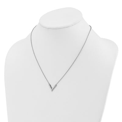 White Ice Sterling Silver Rhodium-plated 18in Diamond V Shape Necklace plus 2in Extender
