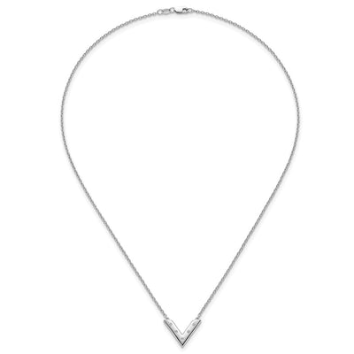 White Ice Sterling Silver Rhodium-plated 18in Diamond V Shape Necklace plus 2in Extender