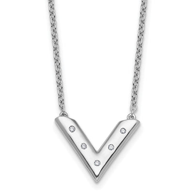 White Ice Sterling Silver Rhodium-plated 18in Diamond V Shape Necklace plus 2in Extender