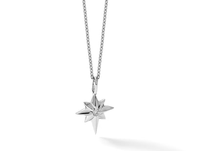 White Ice Sterling Silver Rhodium-plated Star with a Diamond Necklace plus Extender