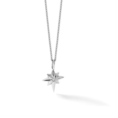White Ice Sterling Silver Rhodium-plated Star with a Diamond Necklace plus Extender