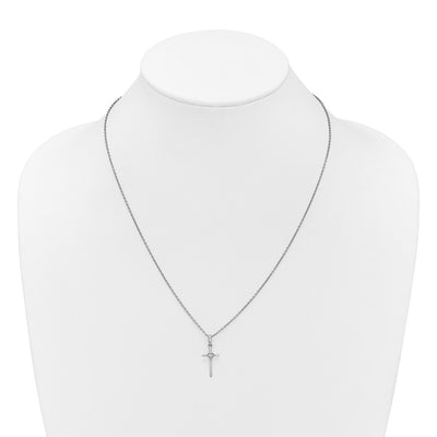 White Ice Sterling Silver Rhodium-plated Diamond Cross and Heart Necklace plus Extender