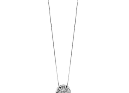 White Ice Sterling Silver Rhodium-plated Fanned Circle with a Diamond Necklace plus Extender