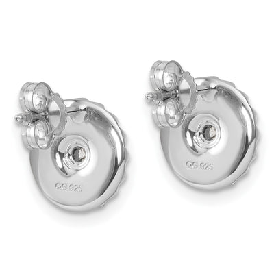 White Ice Sterling Silver Rhodium-plated Fanned Circle with Diamond Post Earrings