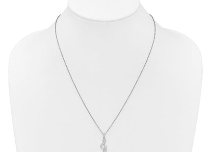 White Ice Sterling Silver Rhodium-plated Diamond Music Note Necklace plus Extender (Style QW595-18)