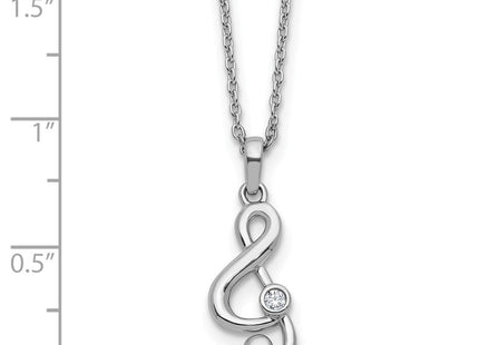 White Ice Sterling Silver Rhodium-plated Diamond Music Note Necklace plus Extender (Style QW595-18)