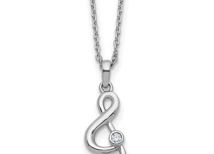 White Ice Sterling Silver Rhodium-plated Diamond Music Note Necklace plus Extender (Style QW595-18)