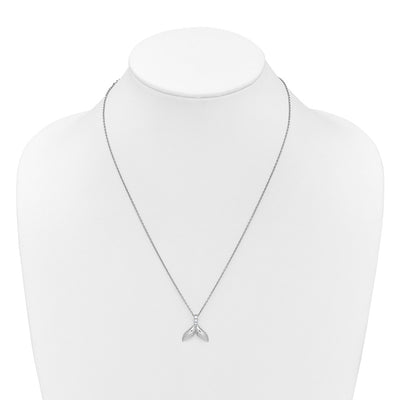 White Ice Sterling Silver Rhodium-plated Diamond Whale Tail Necklace plus Extender