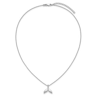 White Ice Sterling Silver Rhodium-plated Diamond Whale Tail Necklace plus Extender