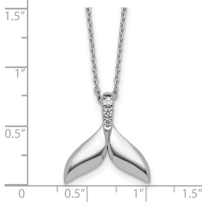 White Ice Sterling Silver Rhodium-plated Diamond Whale Tail Necklace plus Extender