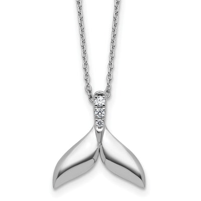 White Ice Sterling Silver Rhodium-plated Diamond Whale Tail Necklace plus Extender